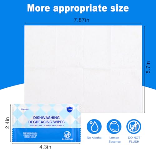 Image of 50 Pcs Dish Cleaning Wipes Individually Wrapped Travel Dish Soap Wipes,Portable Cleaning Wipes Disposable Wipes for Kitchen Outdoor Traveling Camping Quick Clean,Lemon Scent