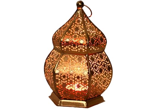 K.N Creation Moroccan Iron Hanging Lanterns Lamp, Decorative Tealight Candle Holder for Home Decor, Lantern for Home Decoration, Ramadan, Eid Decoration Items, Diwali Decor Items (Golden)