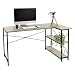 Produktbild ML-Design Schreibtisch, Beige, Eiche-Optik, 140x89x75 cm, L-förmiger Computertisch, Höhenverstellbarer Arbeitstisch, Reversibel Eckschreibtisch mit Regal, X-Form Halterung, Bürotisch mit Ablagefächern