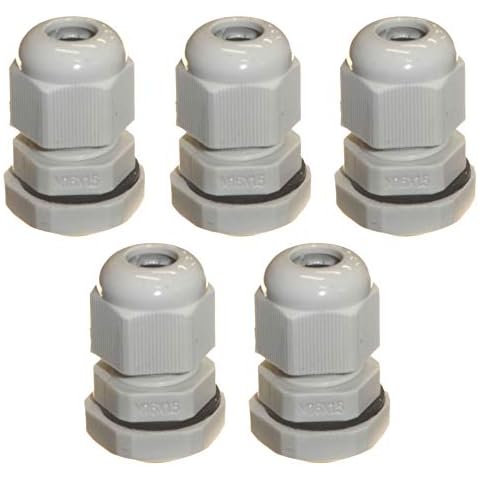 5pk Waterproof Grey Cable Glands for 4-8mm Cover
