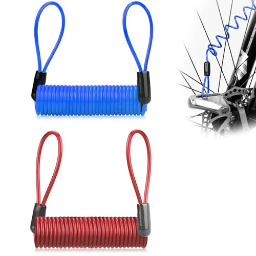 EUYKQNOI 2 Pieces Câble de Rappel de Sécurité pour Moto,Câble de Rappel de Verrouillage,Câble de sécurité pour Antivol à Disque,Résistant et Durable,Compatible avec Motos,Scooters et Vélos, 1,2 m