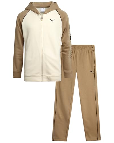 Puma Boys Tracksuit Set - 2 Piece Fleece Zip Up Hoodie Sweatshirt and Athletic Joggers Sweatpants For Boys Set (Sizes: 8-16)
