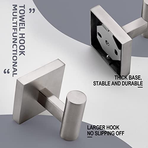 Image of KOKOSIRI Robe Hook Bathroom Towel Coat Hooks for Bath Kitchen Wall 3 Pack Brushed Nickel Stainless Steel B1013BR-P3