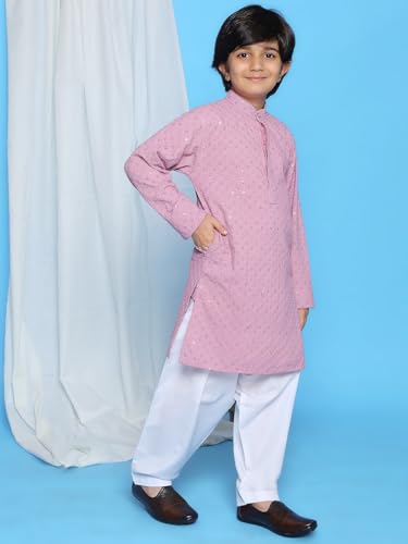 Image of AJ DEZINES Kids Kurta Pajama Set For Boys | Embroidery Chikankari Kurta Set | Traditional & Festive Outfit | Cotton Stylish Boys Kurta Pyjama | Perfect For Festivals Wedding & Family Function