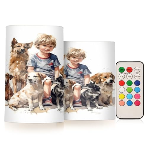 ALAZA Dog (32) Flickering Flameless Candles Battery Operated with Remote Timer,Tea Light Candles LED Pillar Votive Candles Set of 2 for Outdoor Indoor Decorations