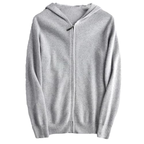 Men's Solid Full Zip Knitted Cardigan Hooded Slim Fit Casual Long Sleeve Sweater