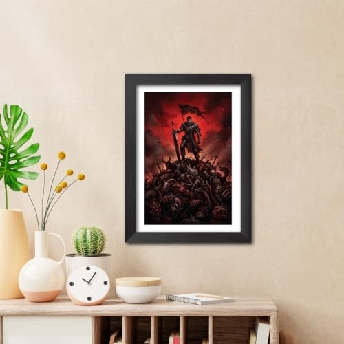 Image of TenorArts Guts Poster Berserk Anime Laminated Photo Frame Painting with Matt Finish Black Textures (12inches x 9inches)
