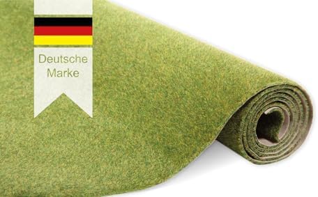 modellnatur Grasmatte 100 x 43 cm, Frühlingsgün | Kunstrasen für Modellbau, Modelleisenbahn Zubehör, H0 Gelände, Naturgetreu dicht beflockt, Vielseitig einsetzbar