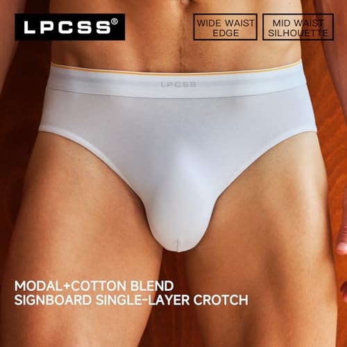 Men's Cotton Modal Mid-Rise Underwear Briefs – Breathable, Moisture Wicking, Comfortable, 4-Pack C5272