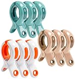 Minfuerang 9 Piezas Pinzas para Toallas de Playa, Pinzas Grandes de Plástico para Sillas de Playa, Clips para Tumbonas, Ropa de Cama, Ropa Gruesa, Toalla de Baño (9)