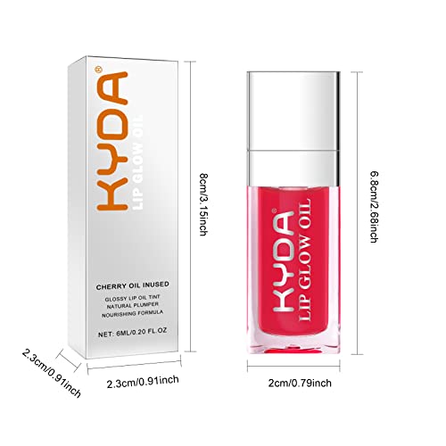 Kyda Hydrating Lip Glow Oil, Moisturizing Lip Oil Glossy Transparent Plumping Lip Gloss, Tinted Lip Oil For Lip Care And Dry Lips, By Ownest Beauty-Red Cherry #TOP7