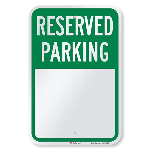 🔥 Flash Sale SmartSign 18 x 12 inch Blank “Reserved Parking” Write-On Metal Sign, 63 mil Aluminum, 3M Laminated Engineer Grade Reflective Material, Green and White