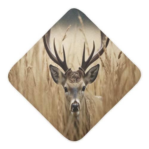 Image of YETTASBIN Deer Baby Towel, Ultra Soft Absorbent Cotton Baby Hooded Bath Towel for Newborn Baby Boy Girl, Toddler, Infant Registry Gift - 30 x 30 Inch