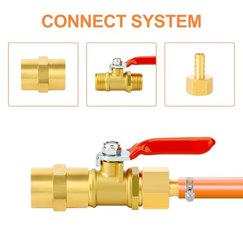 Image of GASHER 3PCS 3 /8 Inch Brass Mini Ball Valve, Shut Off Valve, 3 /8 Inch MNPT Thread Pipe Fitting