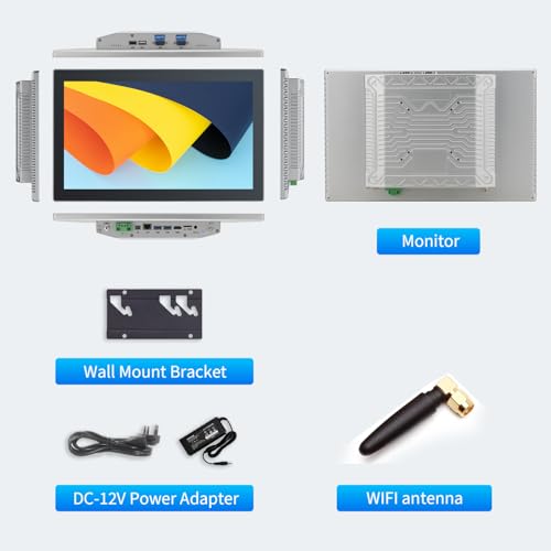 Image of 15.6 inch Touchscreen Monitor,Ratio 16:9 Wall Mounted Industrial Touch Screen Tablet with HD-MI Out,WiFi & BT,Build-in Speakers & VESA,Android 11 RAM 4G & ROM 32G Suitable for POS,Kitchen