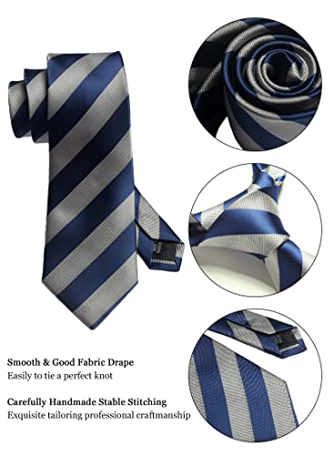 Image of Striped Plaid Polka Dot Mens Tie Formal Necktie Pocket Squares Ties Clips Cufflinks Classic for Men Set