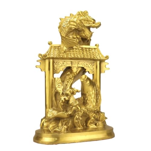 Poisson en laiton lourd FLXHHX : sculpture artisanale haut de gamme pour bureau
