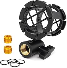 【MATERIAL】Metal and Plastic 【WHAT YOU GET】1 x Mic shock mount and 4 x Rubber bands 【COMPATIBLE WITH】Flexible shock mounts kits for versatile use,with this set of Mic shock mount Fit Most shotgun microphone and thin condenser mic diameter from 2 to 4c...