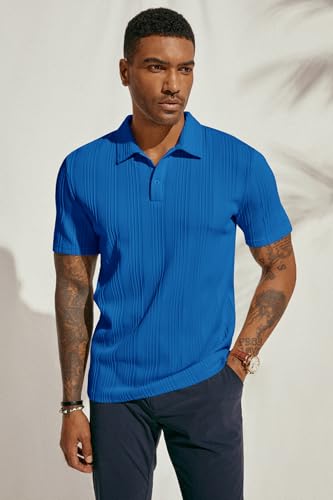 Image of PJ PAUL JONES Mens Polo Shirts Short Sleeve Textured Knit Polos