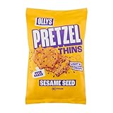 Olly's Pretzels horneados con Semillas de Sésamo, Snacks Veganos y Saludables, con Menos Grasa y Calorías, Más Proteínas - Bolsa 140g
