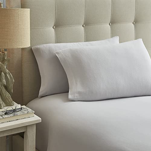 Image of Laura Ashley - Flannel Sheets Full Size, Anti-Pilling & Wrinkle Resistant Cotton, Touchably Soft for All-Season Comfort - Bed Sheets with Matching Pillowcases & Fitted Sheet (Cloud Grey)
