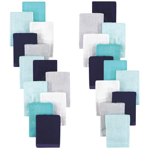 Image of Hudson Baby Unisex Baby 24Pc Rayon from Bamboo Woven Washcloths, Navy Teal, One Size