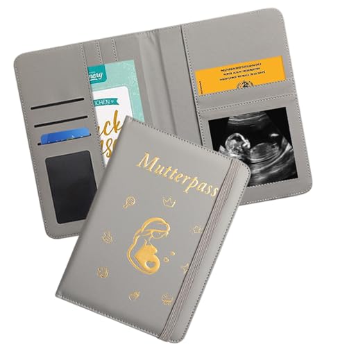 VARKAGE Mutterpass Schutzhülle aus Kunstleder, Mutterpass-Schutzhülle mit 8 Fächern, Mutterpass-Schutzhülle zur Aufbewahrung von Impfpass usw,Süßes Geschenk für Schwangerinen