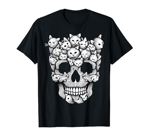 Disfraz de esqueleto de gatito para Halloween, calavera y gatos Camiseta