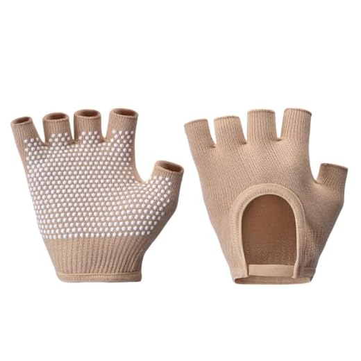 Oasymala - Guantes de yoga sin dedos sin dedos - Ideal para pilates, barra, aire yoga y fitness - Tejido transpirable con agarre mejorado para estabilidad (Kaki)