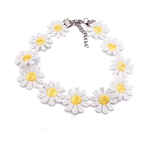 JOYID Sweet Sunflower Pearl Leaf Pendant Necklace Resin Daisy Flower Clavicular Chain Fashion Jewelry for Women (Choker) Cover