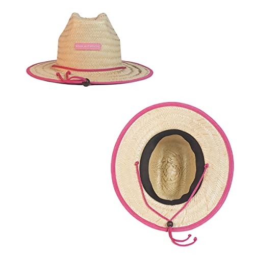 Chapéu de Palha Kids Infantil Criança Viés Rosa Surf de Praia Saída Sol Verão Piscina Unissex Aba La