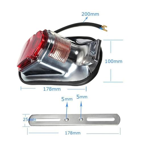 Feu arrière pour moto et scooter avec éclairage de plaque d'immatriculation intégré - 4
