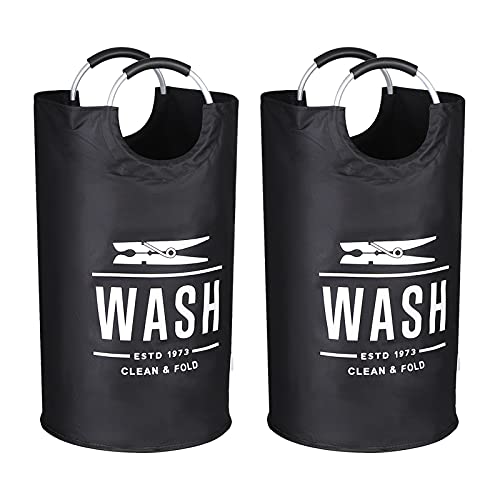 Llarug 2 Pack Laundry Hamper,Collapsible Fabric Large Laundry Basket,Foldable Dirty Clothes Bag,Handles Waterproof Portable Folding Washing Bin( 82L, Black) #TOP6