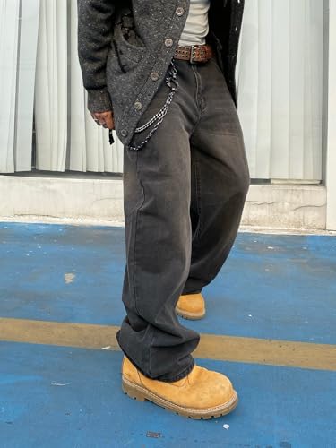 Men's Baggy Hip Hop Jeans Wide Leg Skater Denim Pants Casual Loose Fit Long Trousers Streetwear3