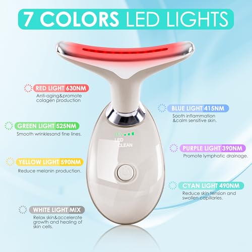 Image of Facial Massager Red-Light-Therapy-for-Face and Neck, Face ๐ฒ culpting Wand with 7 Color (Champagne)