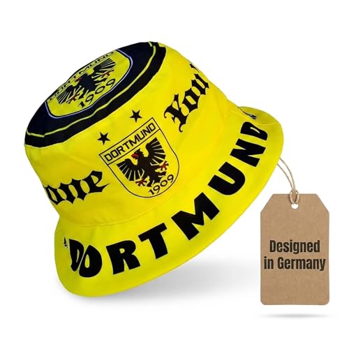 Generisch Dortmund Sonnenhut für Fußball-Fans – bequemer gelb-schwarzer Fischerhut – 100% Polyester