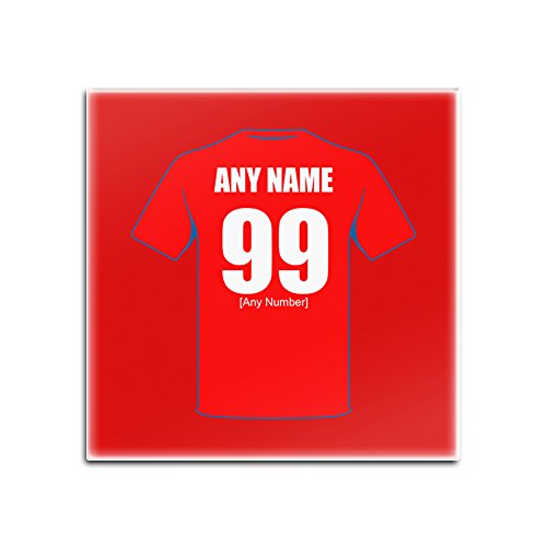 Personalised Gift - Czech Republic National Square Glass Coaster (Football Team Design Colour) Name Number Unique Mat Pad - FC Team Kit Shirt Jersey Strip Championship