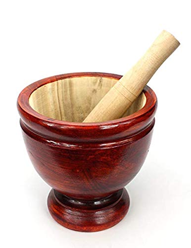 Size 6 inches Wood Kruk Mortar with Pestle Grinding Earthenware Pottery Papaya Salad