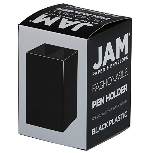 Image of JAM PAPER Plastic Pen Holder - Black - Desktop Pencil Cup Sold Individually
