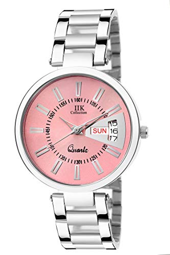 Image of IIK COLLECTION Round Dial Stainless Steel Bracelet Chain Analogue Day & Date Functioning Watch For Women And Girls, Dial Color-Assorted