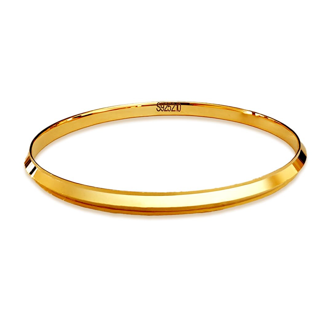 JEWELSPOT Classic 925 Sterling Silver Punjabi Kada, Gold Polished Finish, Bold and Minimal, Size 2.10 - Review, Price and Buying Guide