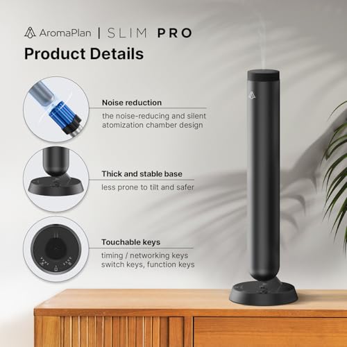 Slim Pro 2025 Waterless Tower Diffuser (Fragrance Included) - Diffuser for Aromatherapy Oils - No Noise, Easy Scent Adjustment & Energy Saving - Wireless Pro for Home, Office & Hotel (Black)