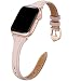 WFEAGL Leather Bands Compatible with Apple Watch 38mm 40mm 42mm 44mm, Top Grain Leather Band Slim & Thin Wristband for iWatch Series 5 & Series 4/3/2/1(Pink Sand Band+Rose Gold Adapter, 38mm 40mm)