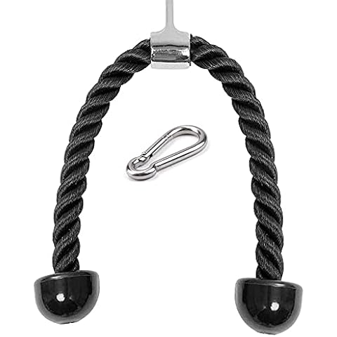 Anjing Tricep Push Pull Down Rope for Multi Gym Cable Attachment Fitness Rope Complete with Snap Hook Carabiner Cover