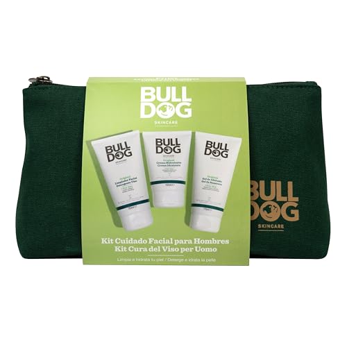 Bulldog Skincare - Neceser Cuidado Facial Hombre, Incluye: Limpiador Facial 150 ml + Gel de Afeitado 175 ml + Crema Hidratante 100 ml y Neceser de Tela Sostenible | Set Regalo Hombre Cuidado Facial Bulldog Skincare - Neceser Cuidado Facial Hombre, Incluye: Limpiador Facial 150 ml + Gel de Afeitado 175 ml + Crema Hidratante 100 ml y Neceser de Tela Sostenible | Set Regalo Hombre Cuidado Facial