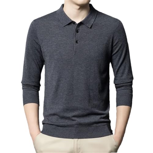 Men's Solid Business Casual Woolen Sweater Thin Sweater Lapel Long Sleeve Knitted Sweaters