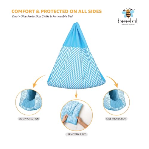 Image of Premium Swing Cradle Set | Cradle Cloth, Padded Bed, Mosquito Net, Heavy-Duty Spring & Triangle Hanger | Up to 15 kg | Blue