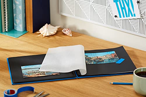 Hama Fotoalbum 28x24 cm (Spiral-Album mit 50 schwarzen Seiten, Fotobuch mit Pergamin-Trennblättern, Album zum Einkleben und Selbstgestalten) Azur-blau