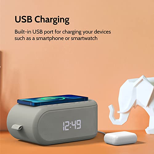 I-Box Digital Alarm Clock Radio For Bedroom With Wireless Charging, Bluetooth Alarm Clock With Fm Radio, Stereo Speakers, Usb Charger And Dimmable Led Display, Bedside Alarm Clock With Backup Battery #TOP5
