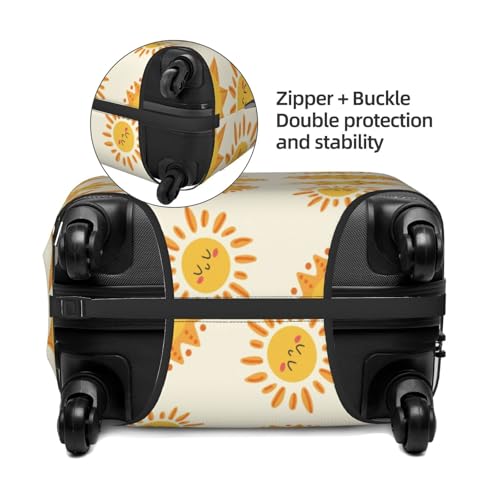 Spandex Travel Luggage Cover Printed Cute Sun Smiling Faces Double-Sided Suitcase Protector Bag,Dust-Proof Anti-Scratch Washable Suitcase Sleeve For Kid Adult,Medium4